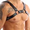 Men Harness Adjustment Fashionable Lightweight Black Men PU Leather Harness for Home PU Leather Multi Buckle Body Belt