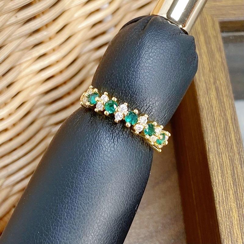 [Golden Diamond Dream] Medieval Vintage Narrow Version Full Of Diamonds Zir*****Pen Ring Geometric Super Fairy Stacked Ring
