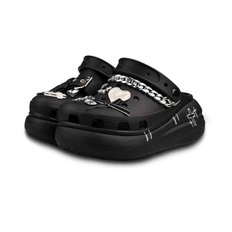 Crocs Classic Lined Gift Box ZR Zhiran Cool Cross Gothic Chain Love Hand-Painted Versatile Hole Shoes Unisex Black