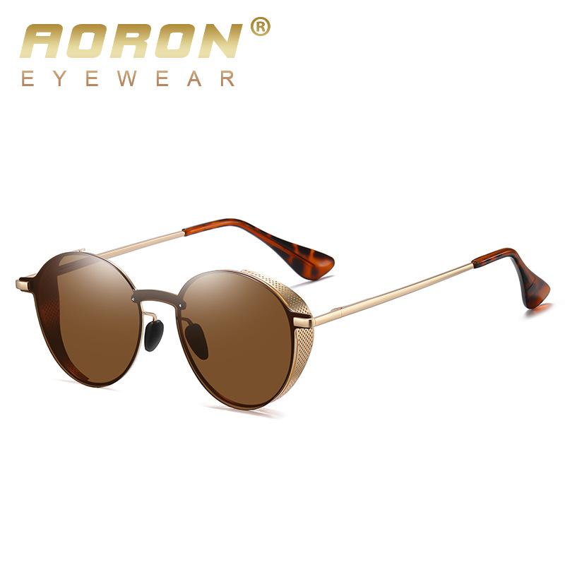 aoron Round Frame Cross-border Sunglasses Men's Metal Polarized Fashion Sunglasses