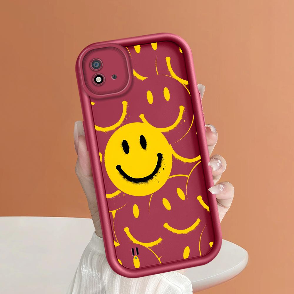 Soft Silicone Square Ladder Printing Pattern Phone Casing Full Cover Camera Shockproof Protection Rubber Case for OPPO Realme