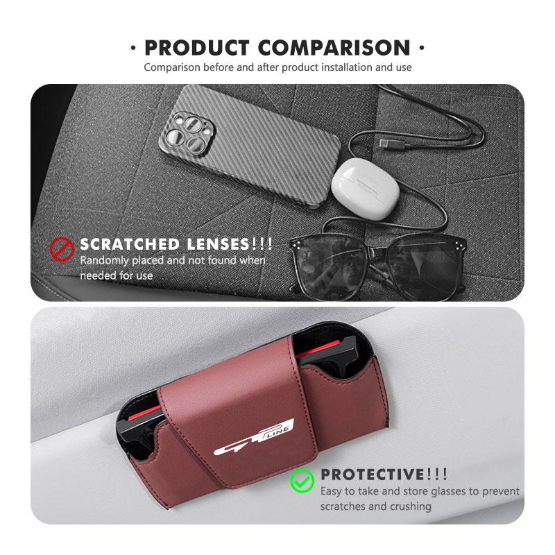 For KIA Car Visor Sunglasses Car Glasses Case Glasses Holder Clip Box Key Case Accessories Gt Gtline Xline Ceed Forte RIO QJ2