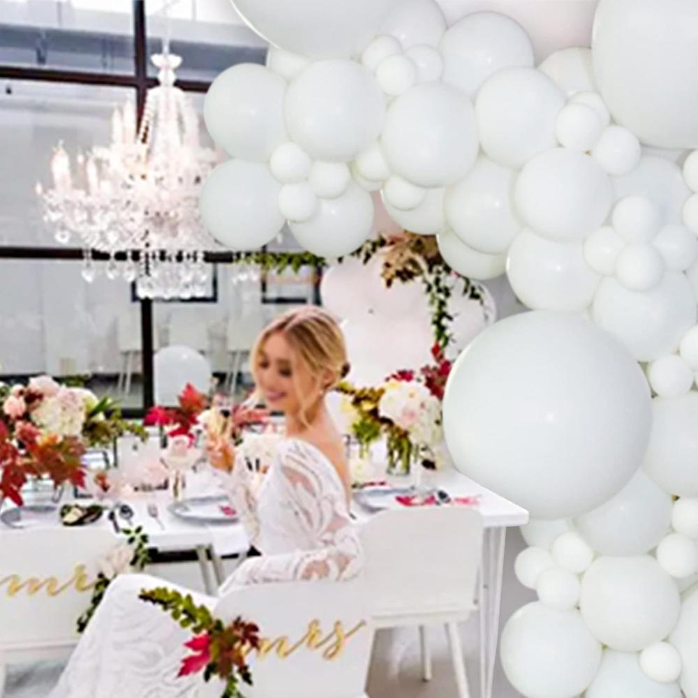 93 Stück Weiße Hochzeitsballons Girlande Weißer Ballonbogen-Set Hochzeitsjubiläum Junggesellinnenabschied Geburtstagsparty Dekoration Globos