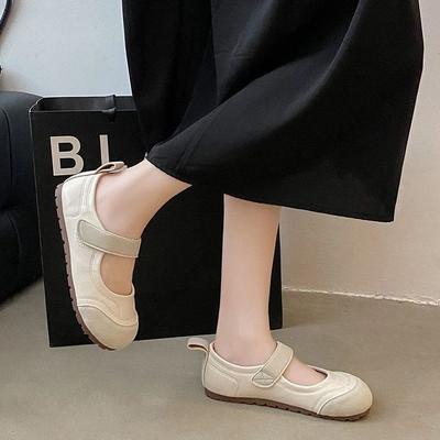Mocassini Mary Jane in pelle morbida da donna 2025 estate nuovi a suola piatta suola morbida Velcro comodi moda versatili scarpe casual