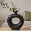 Artistic Hollow Rope Vase Minimalist Resin Flower Vase, Circle Art Modern Floral Dried Arrangement Holder for Home Living Room Bedroom Table Ornament