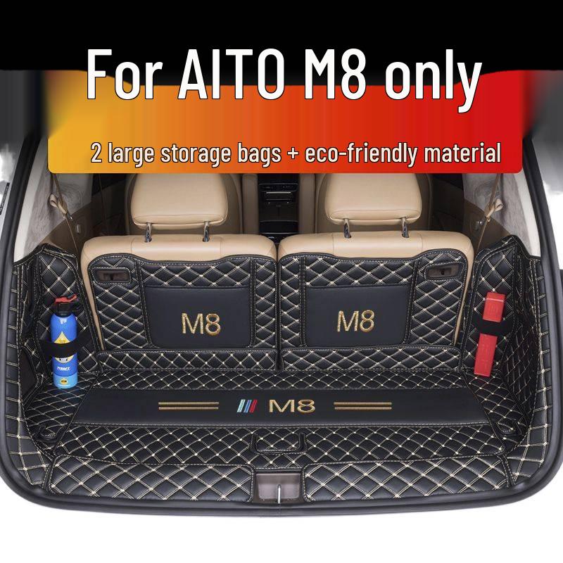 AITO M8 2025 Kofferraummatte Vollabdeckung für Huawei AITO M8 Fünf-Sitzer/Sechs-Sitzer Heckklappe
