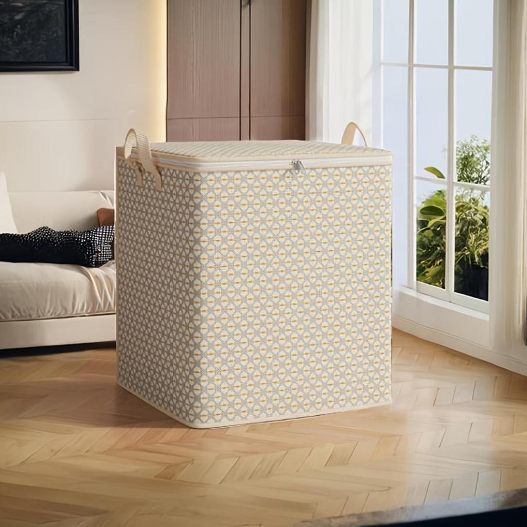 Extra-large 220-liter Fabric Storage Bin for Quilts, Linens, Clothes and Underwear - Portable and Lightweight with Zippers and Handles,Easy Carrying