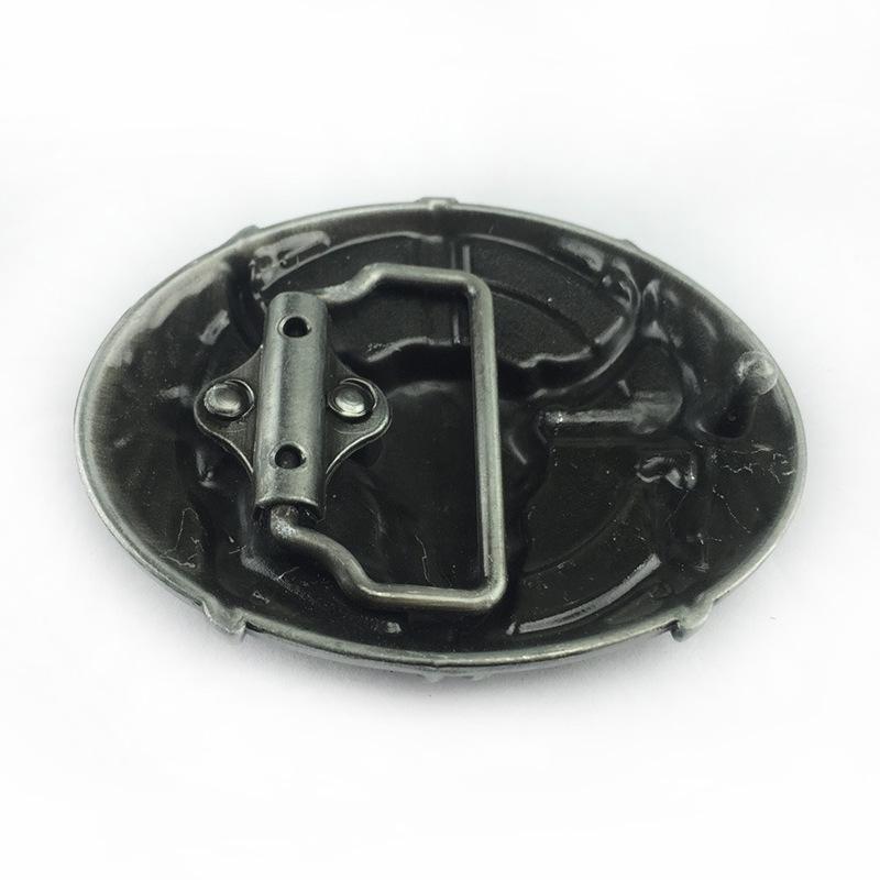 Oval Tribal Bull Skull Belt Buckle - Warrior Design, 3.8cm Personalized Smooth Buckle