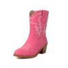 Cowboy Winter Boots for Women Ankle Boots Wide Calf Leather Heels Shoes 2025
