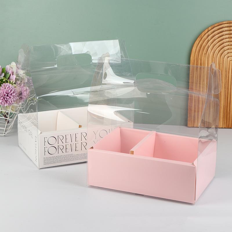 Pet Clear Cake Bag Gift Box With Handle Flower Storage Boxes Party Favor Decorative Engagement Proposal Celebration Ceremony