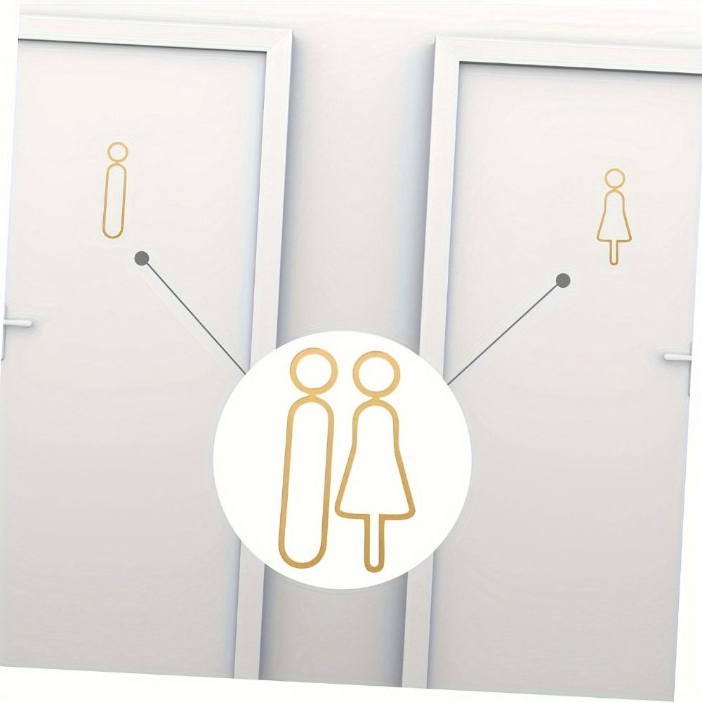 Black Gold Silver Toilet Sign Sticker Acrylic WC Sign Plate WC Signage Board  Shopping Mall