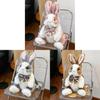 Cute Bowknot Plush Rabbit Backpack Realistic Long Fur Bunny Doll Cartoon Stuffed Animal Bag