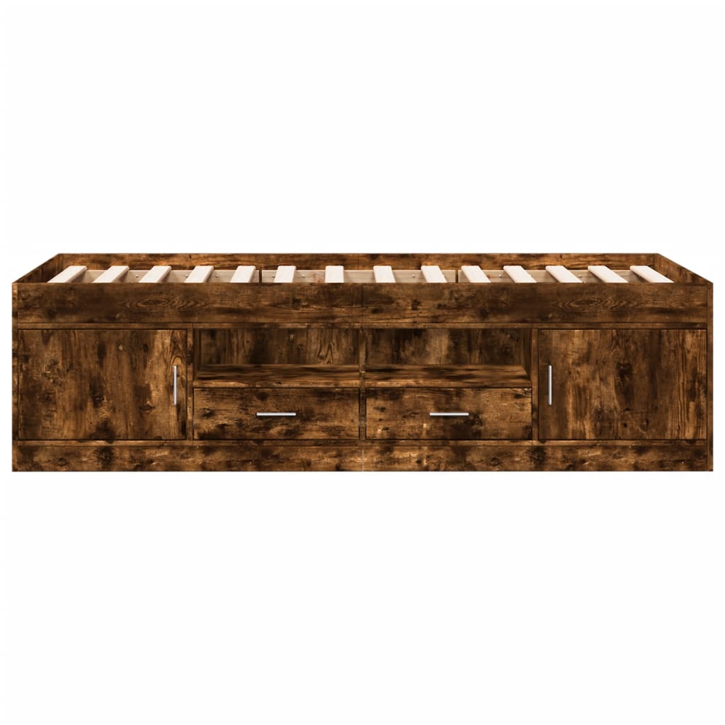 Daybed with Drawers Without Mattress Smoked Oak 90x200 Cm