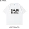 ZAZOMDE Funny Retro Group Character Monochrome Print T Shirt Unisex Oversized Cotton Short Sleeve Hip Hop Streetwear Meme Tees