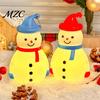 Portable Christmas Party Decoration Snowman LED Night Light, Cartoon Desk Lamp with Hanging Ring for Stocking Stuffer Kids Holiday Decor, Warm