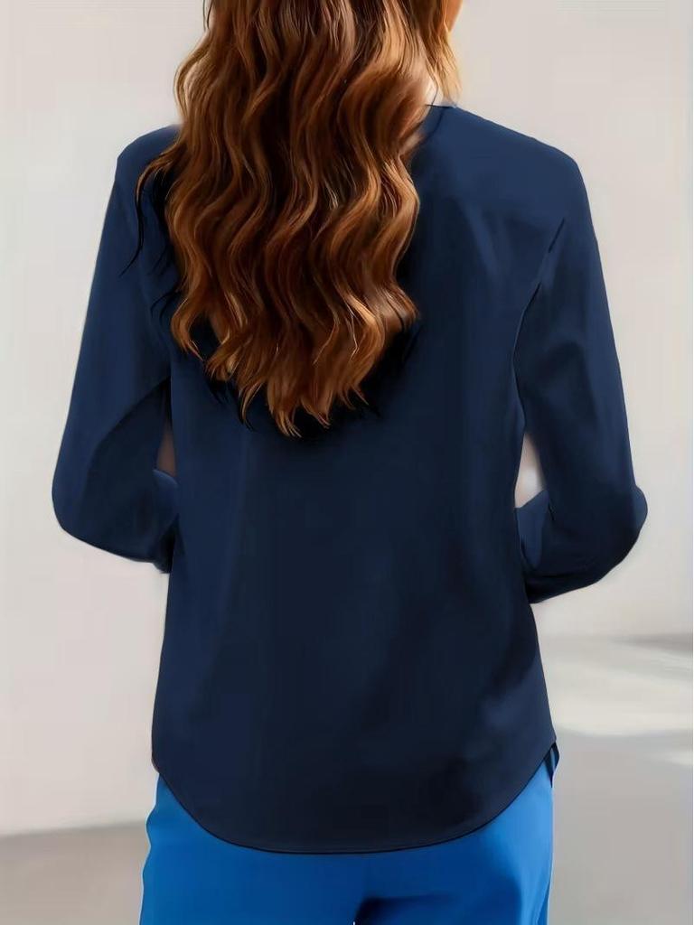 Women's Professional Hidden Placket Button Work Shirt - Office Wear European & American Style