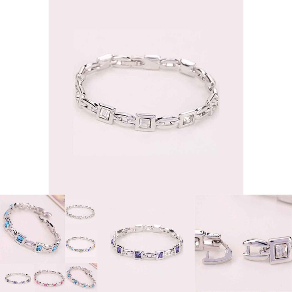 Beautifully Crafted Fashion Jewelry Silver Plated Princess Cut Girl Elegant Crystal Bracelet Charm