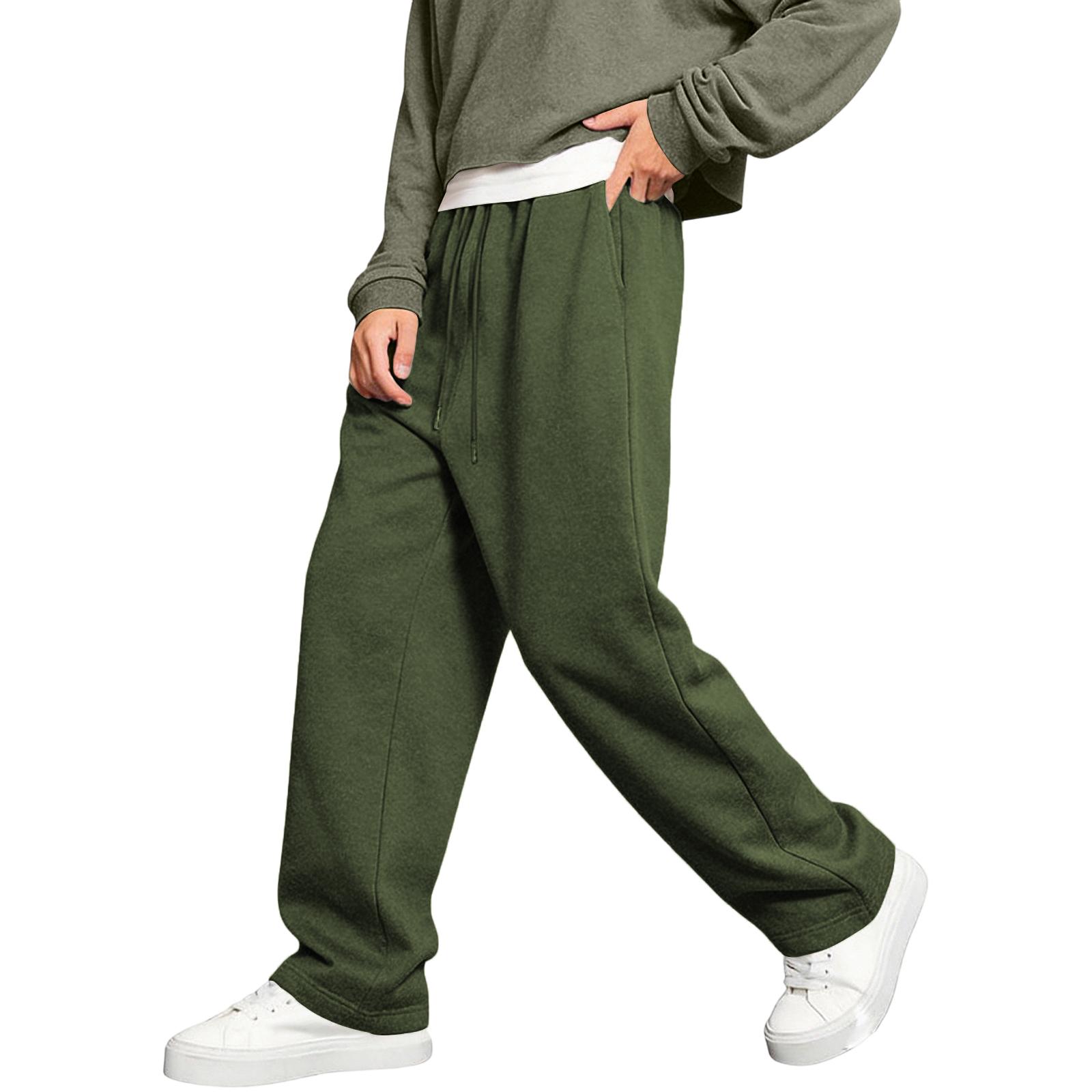 Men s Sport Sweatpants With Drawstring Elastic Waist, Retro, Loose Wide-leg Pants With Pockets L