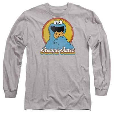 Sesame Street Unisex Adult Cookie Monster Layered Heather Long-Sleeved T-Shirt