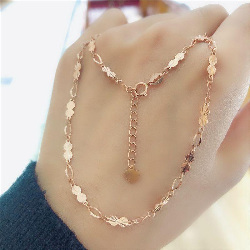 Purple Gold Pattern Necklace Plated With Rose Gold, Simple Women'S Colored Gold Collarbone Chain