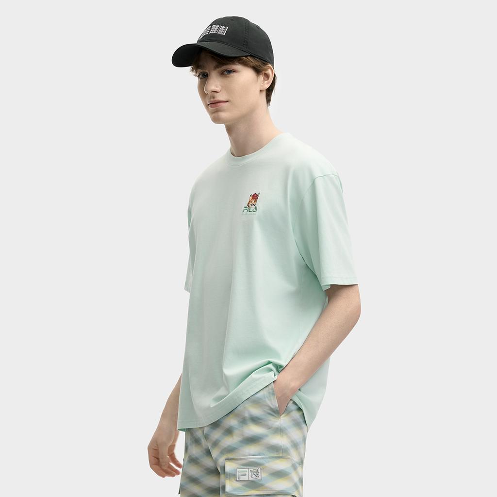 Fila X Maison Kitsune Fox T-Shirt Colorful Fox Dopamine Style Fashion Trendy Comfortable Casual Short Sleeve T-Shirt Unisex Tops F11U529101F-LG