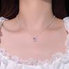 Elegant Pink Cubic Zirconia Pendant Necklace Silver Color Chain Exquisite Women Accessories Fashion Jewelry Party Birthday Gift