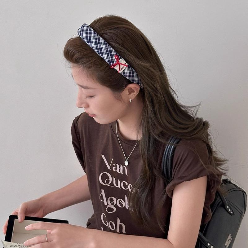 Vintage Headbands for Women British Style Toothed Non-slip Hair Bands Red Bow Blue Hair Hoop Hairband Face Wash Hair Accessories