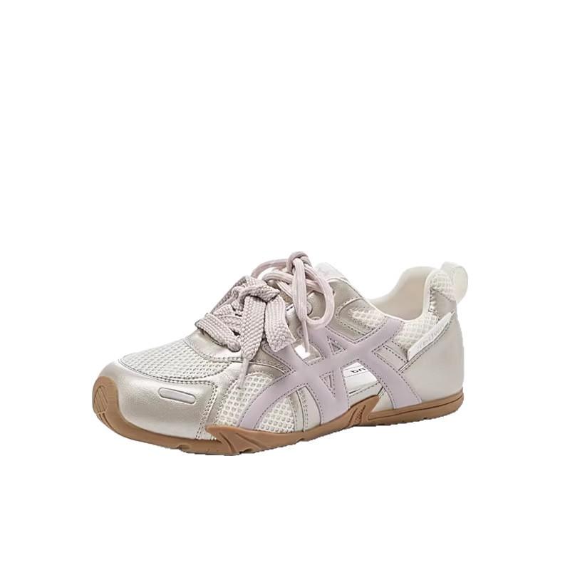 Leather hollowed-out German training shoes women's 2025 summer new Korean version versatile casual little white shoes Internet celebrity super fire b