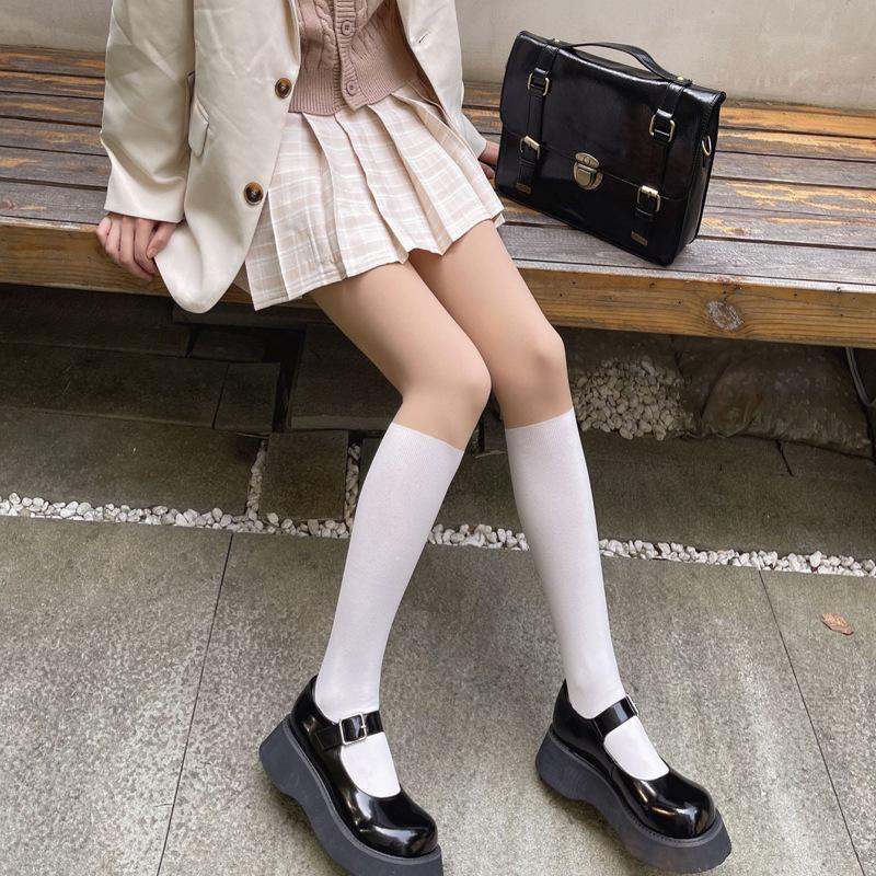 Strumpfhose für Damen, Patchwork, durchsichtig, weiß, hohe Strümpfe, Strumpfhose, Damen, Strumpfwaren, über dem Knie, gestreifte Strumpfhose