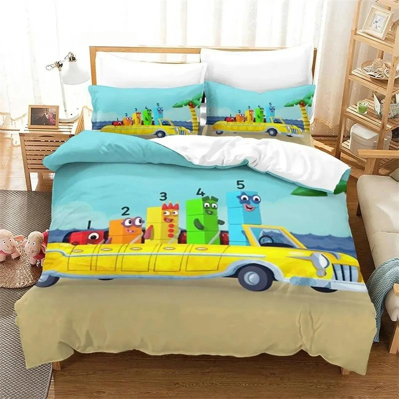 Cartoon Number-Blocks Bedding Set Duvet Cover Bed Set Quilt Cover Pillowcase Comforter King Queen Size Boys Adult