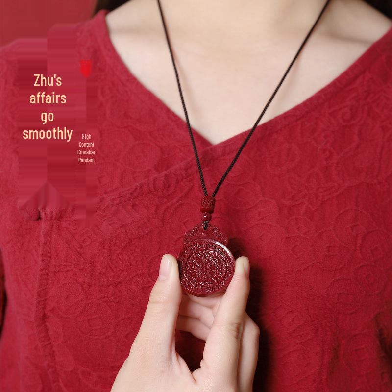 Nine Palaces Cinnabar Bagua Pendant - Purple Gold Sand Men's & Women's Necklace