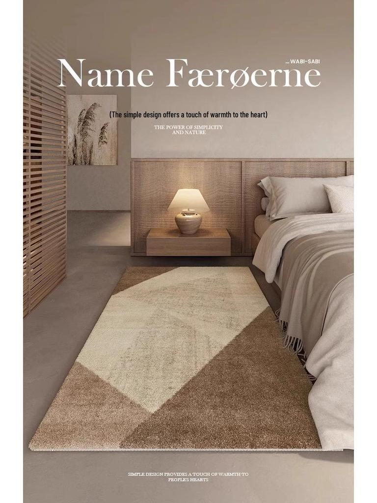 Retro Faux Cashmere Thickened Bedside Rug - Absorbent Bedroom, Bay Window, and Sofa Floor Mat