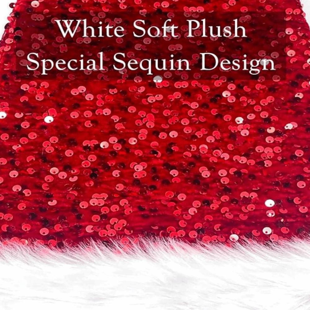 Glittery Sparkly Sequin Santa Hat Red Glitter Holiday Headwear New Year Xmas Cap  Party Supplies
