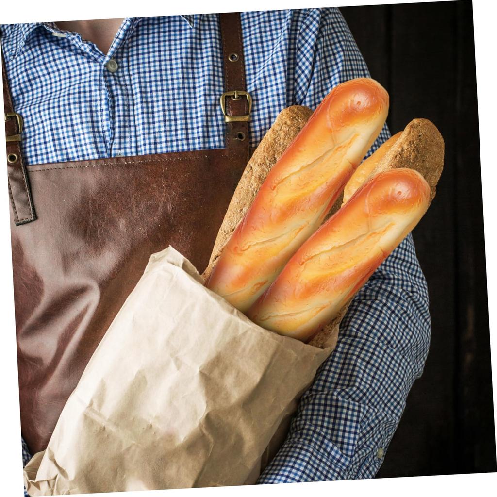 YARDWE Artificial French Longbread Lifelike Fake Food Kitchen Decor Photography Props PU Fake Bread Model 2-Piece Pan - -