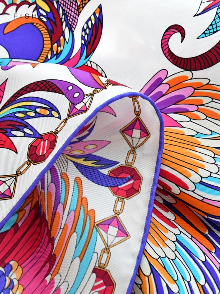 New Colorful Swan Printed Natural Silk Twill Square Scarf Women's Spring Autumn Real Silk Scarves Ladies Shawl Adult Luxury Gift
