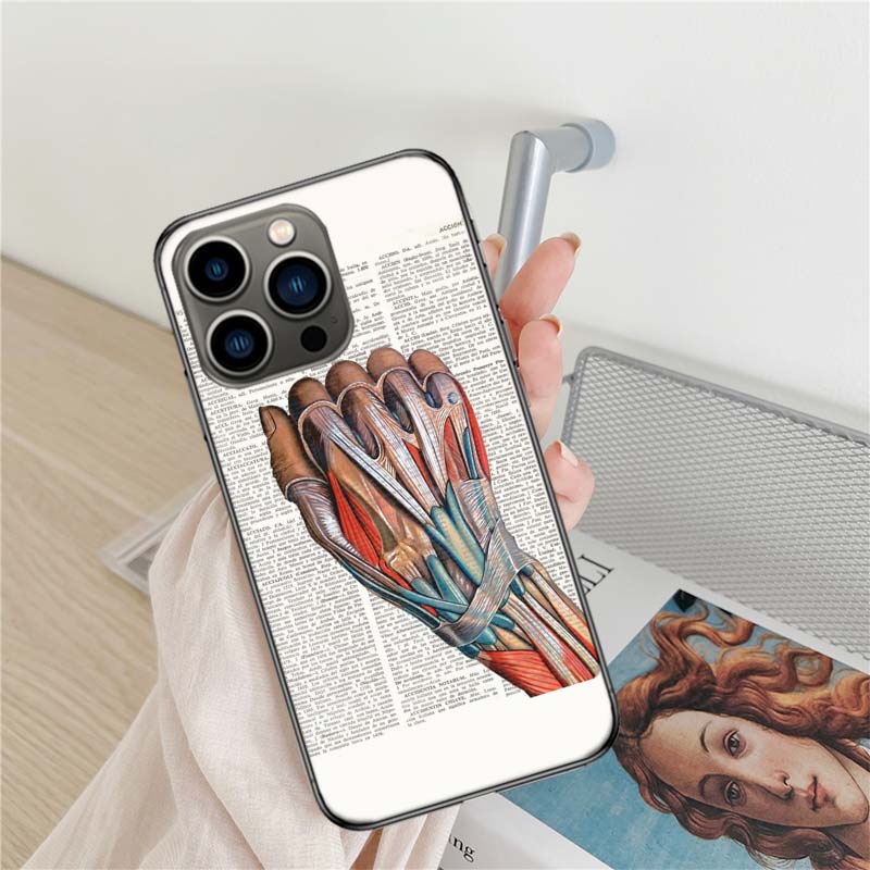 Medical Human Organs Brain Meridian Kidney Phone Case For Apple Iphone 16 15+ 17 Pro Max 14 Plus 16E Air 13 12 Mini Clear