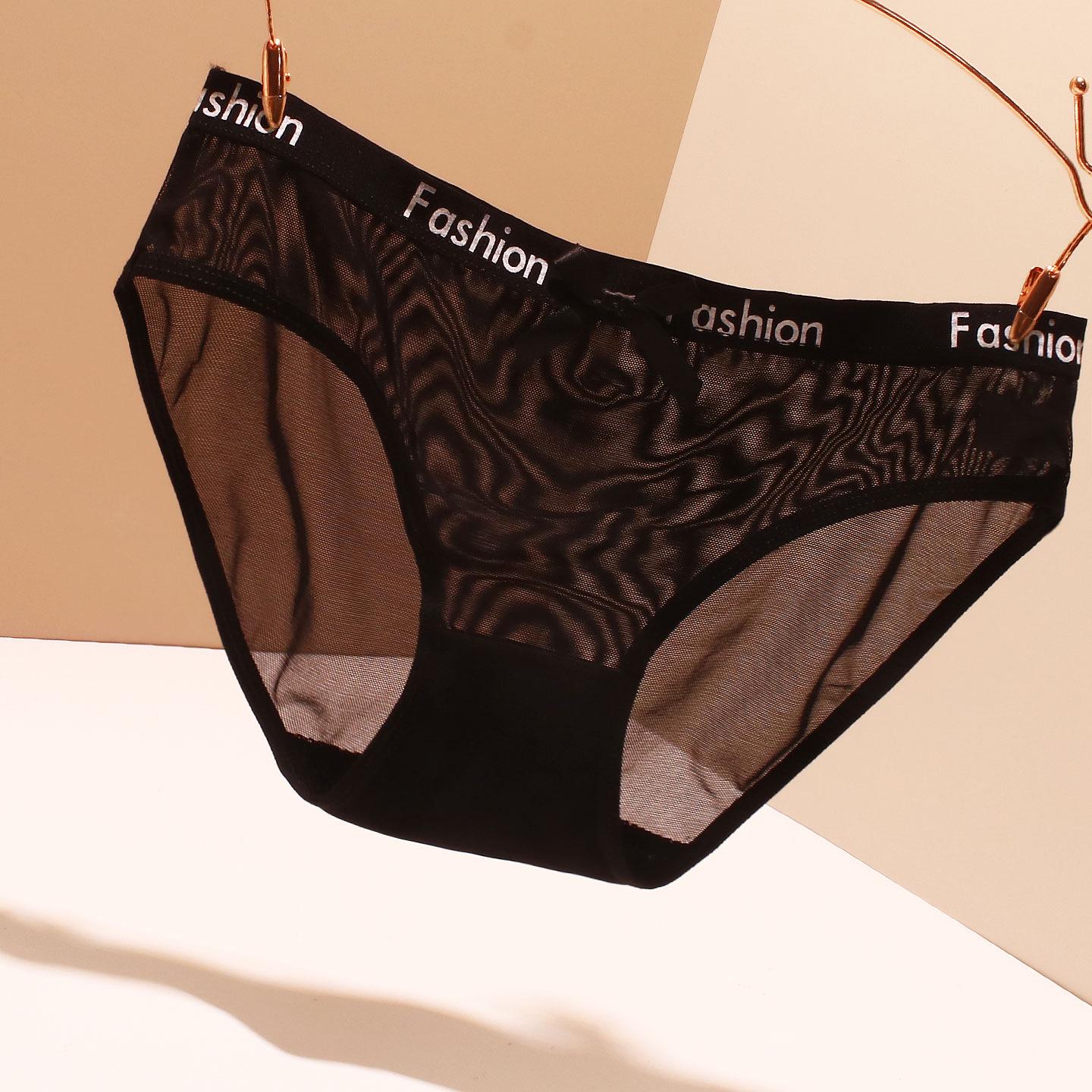 

2025 Европейские и Американские Сексуальные Кружевные Трусики с Бантиком с Низкой Посадкой Прозрачные для Женщин XL чёрный