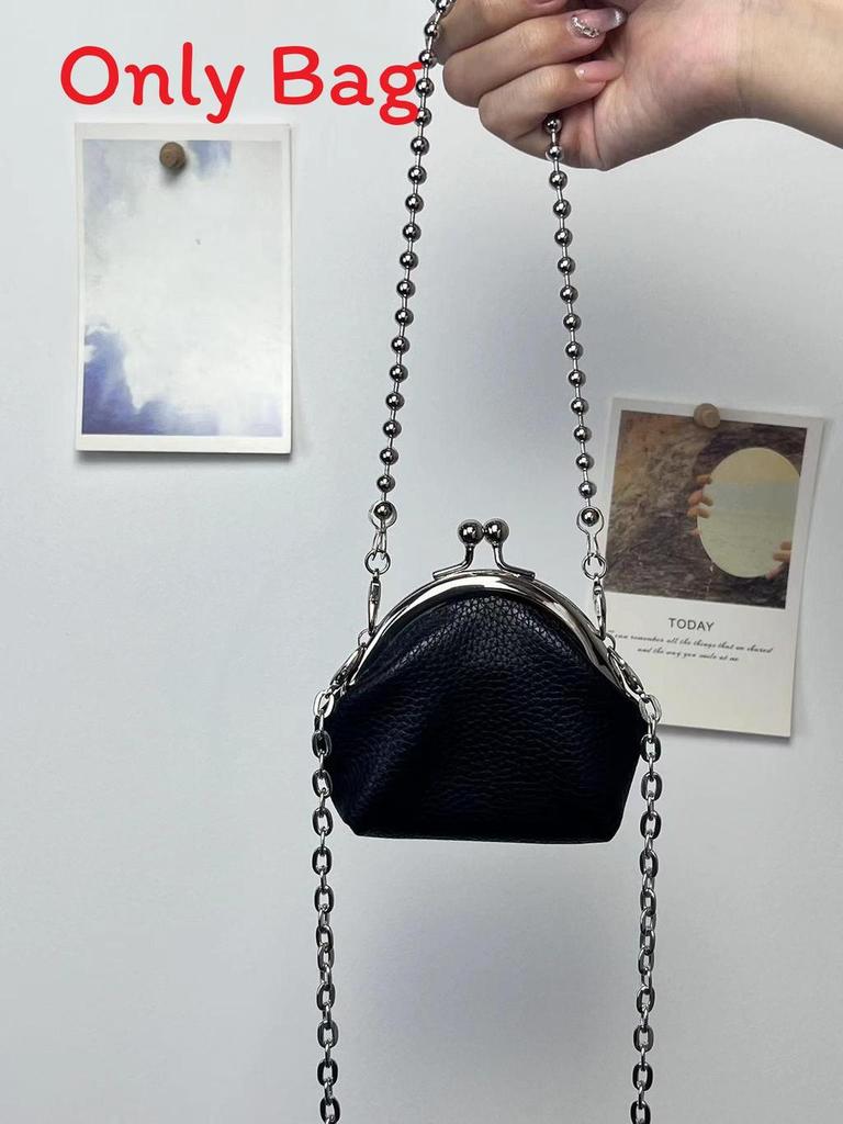 Mini Chain Shoulder Bag With Pu Leather And Woven Details For Daily Fashion