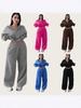 2026 Women's Half-Zip Pullover Hoodie & Long Pants Set - European & American Casual Autumn/Winter Style