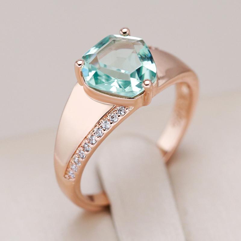 Fashion Unique Green Stone Big Ring For Women Mosaic Natural Zircon With  Rose Gold Color Vintage Wedding Jewelry