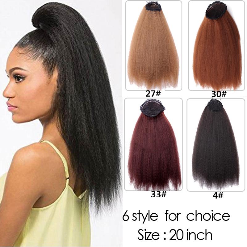 20 Inches Straight Drawstring Afro Puff Fake Bubble Ponytail