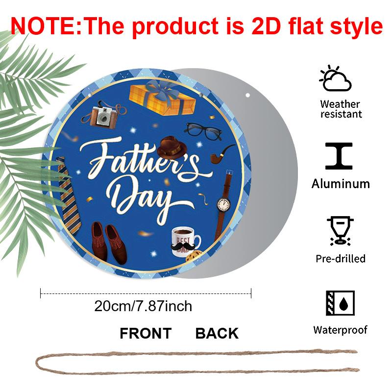 

2D Flat 1pc, 8x8 in, Happy Father s Day aluminum metal logo, family gift window decoration, porch, room, home, wall decoration, easy to hang 1pc
