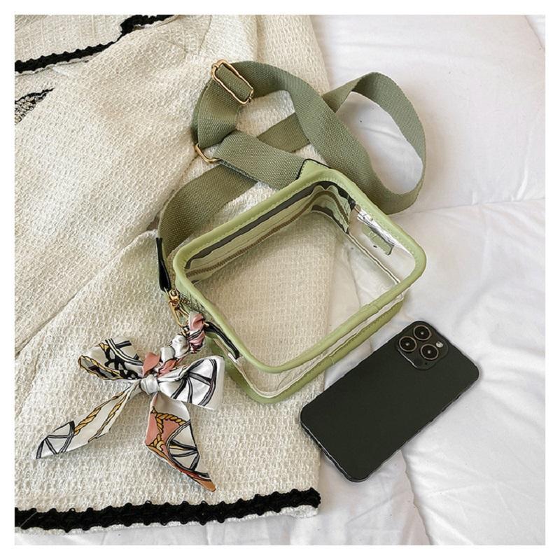 Women Fashion Transparent Crossbody Mini Square Purse Girls Ladies Decorative Small Clear PVC Phone Stadium Approved Sling Bag