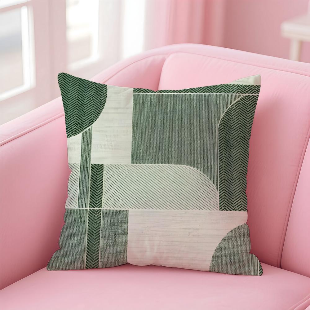 Retro geometric abstract print Cushion Cover Pillowcase Short Plush Invisible zipper Room Sofa Cushion Cover