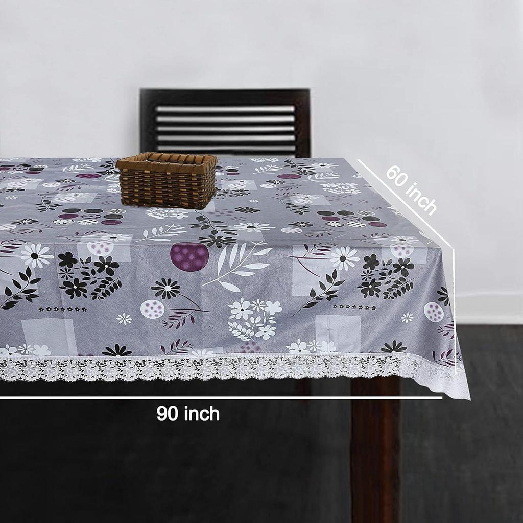Premium Dining Table Cover for 6 To 8 Seater, 60 X 90 Inch Size, Waterproof and Dustproof (Smooth Grey)