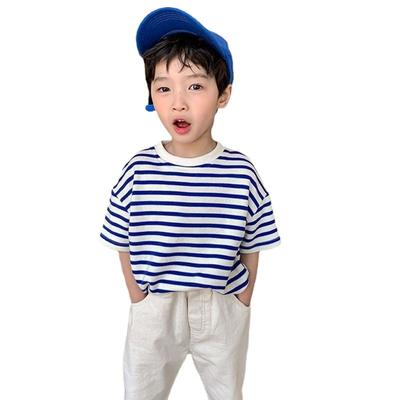 Sommer Kinder Kurzarm T-Shirt Jungen und Mädchen Kinder Gestreiftes Oberteil Body Shirt Tide Kleines Mädchen Rundhals