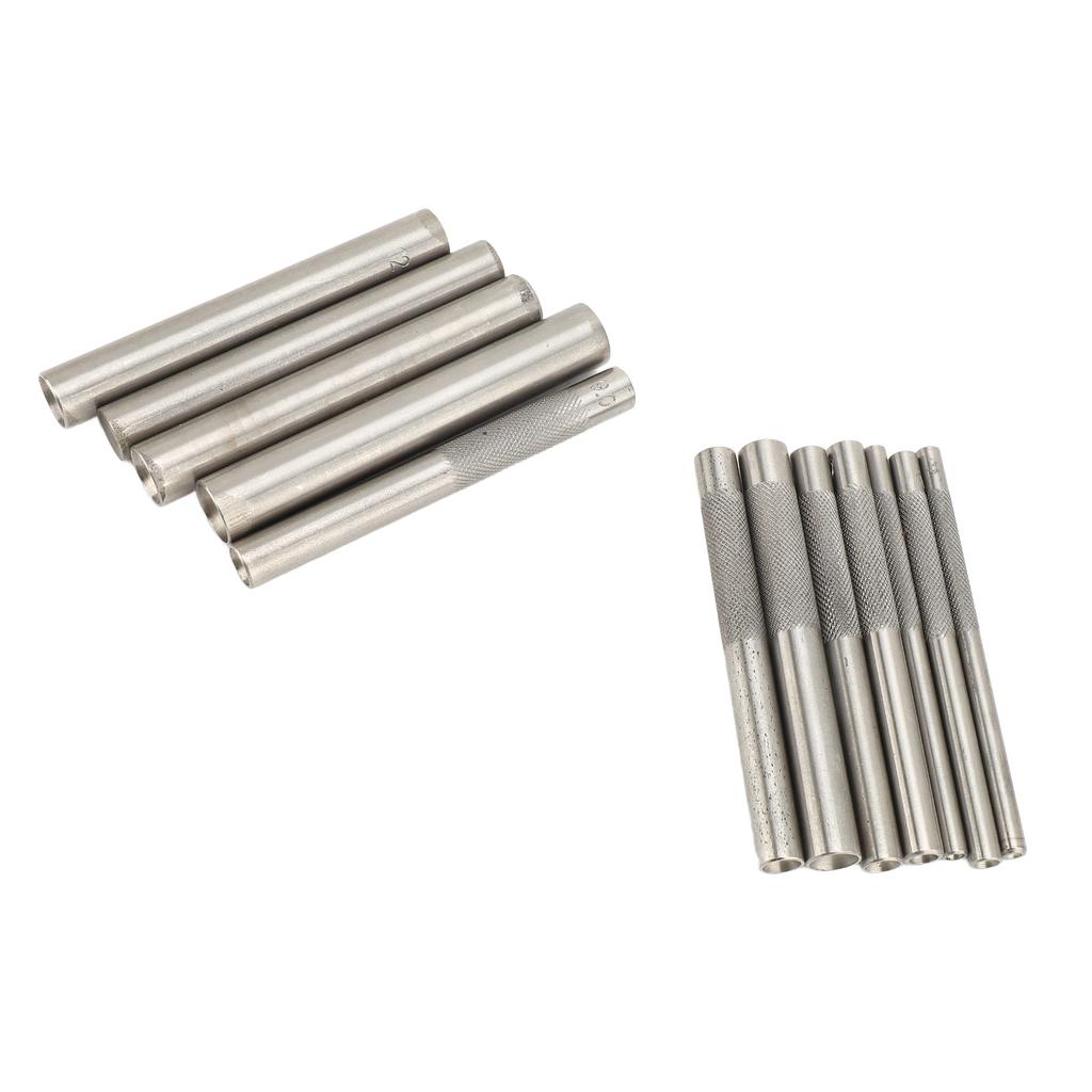 12Pcs Rivet Setter Tool Kit Stainless Steel Metal Leather Craftool 3mm‑15mm Width 98mm Length