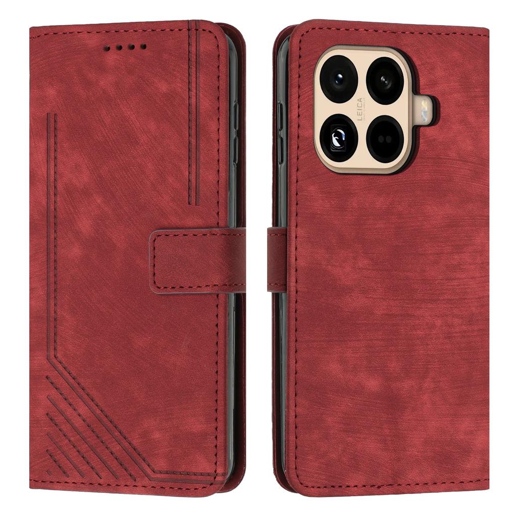 For Xiaomi 15T Pro Stand Case Imprinted Lines Leather Phone Cover