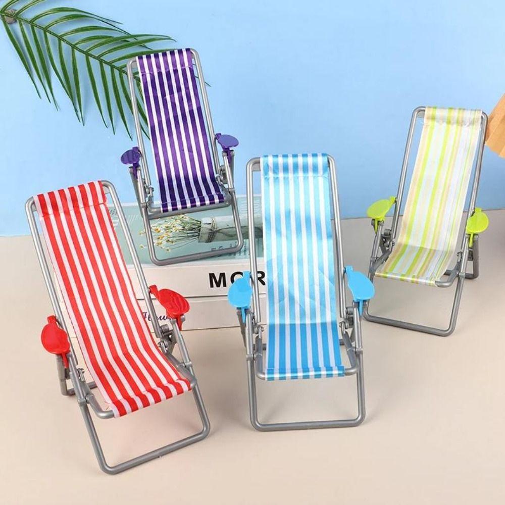 Mini Foldable Beach Chair Model 4 Colors Casual Reclining Chair  Outdoor Dollhouse