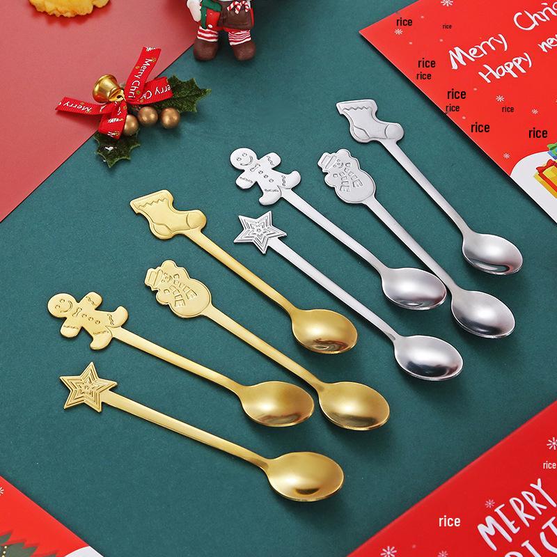 Stainless Steel Christmas Cartoon Coffee & Dessert Spoon Set